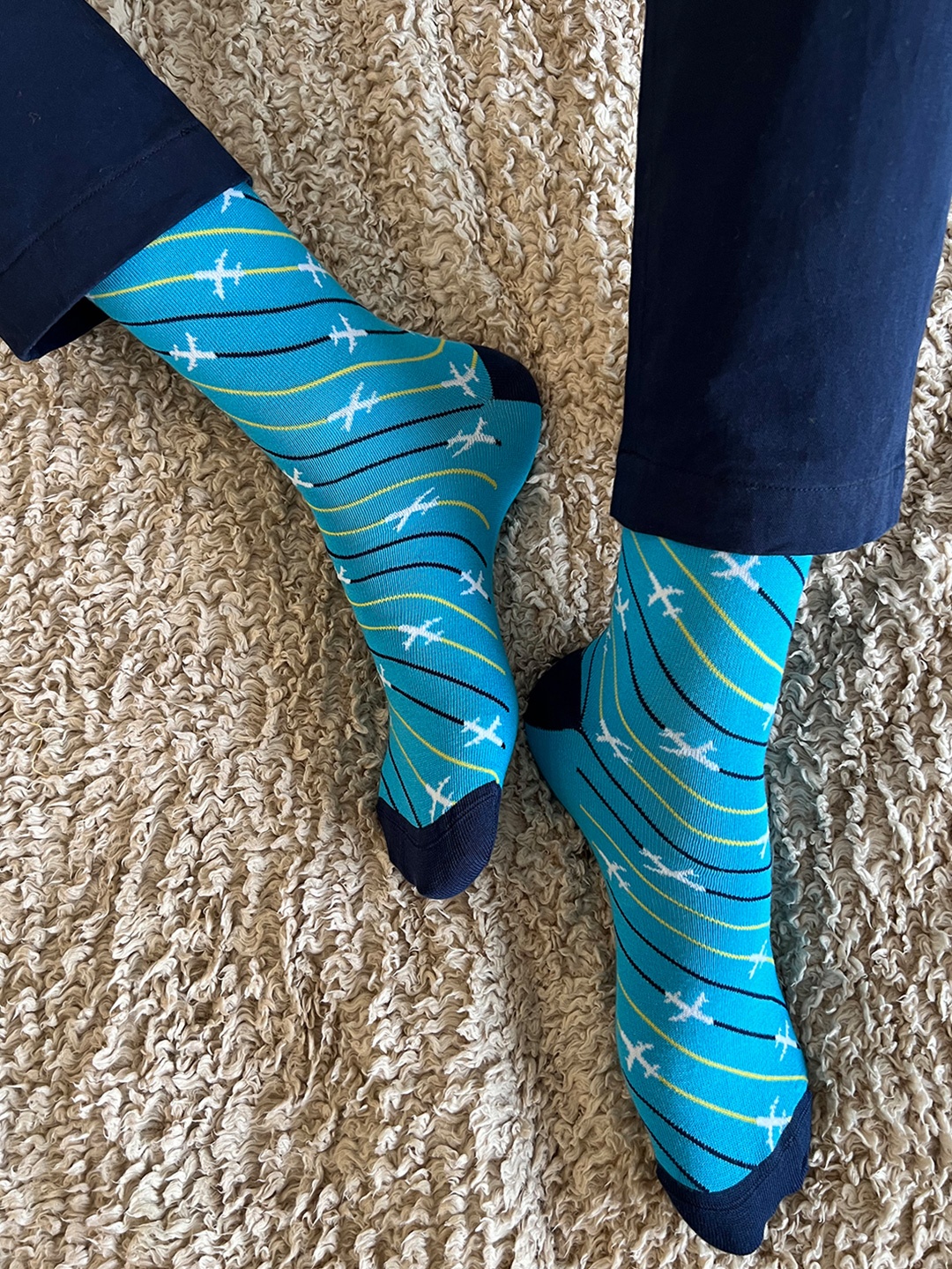 

Mint & Oak Men Patterned Calf Length Socks, Blue