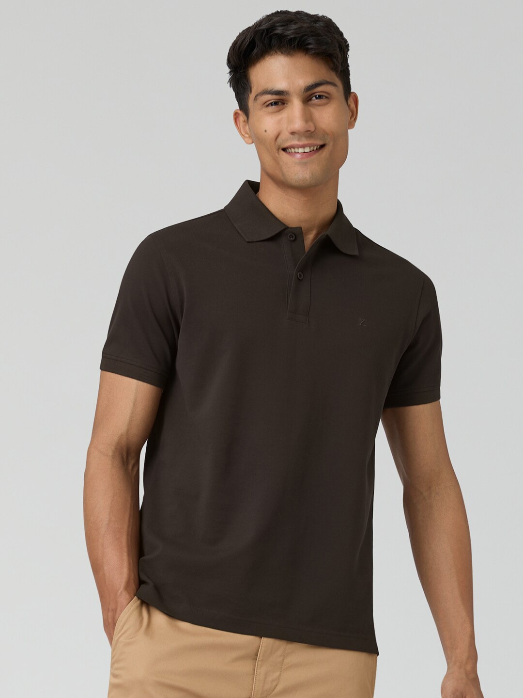 

XYXX Polo Collar Pure Cotton T-shirt, Brown