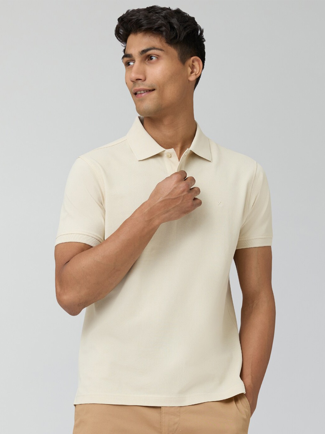 

XYXX Polo Collar Pure Cotton T-shirt, Off white