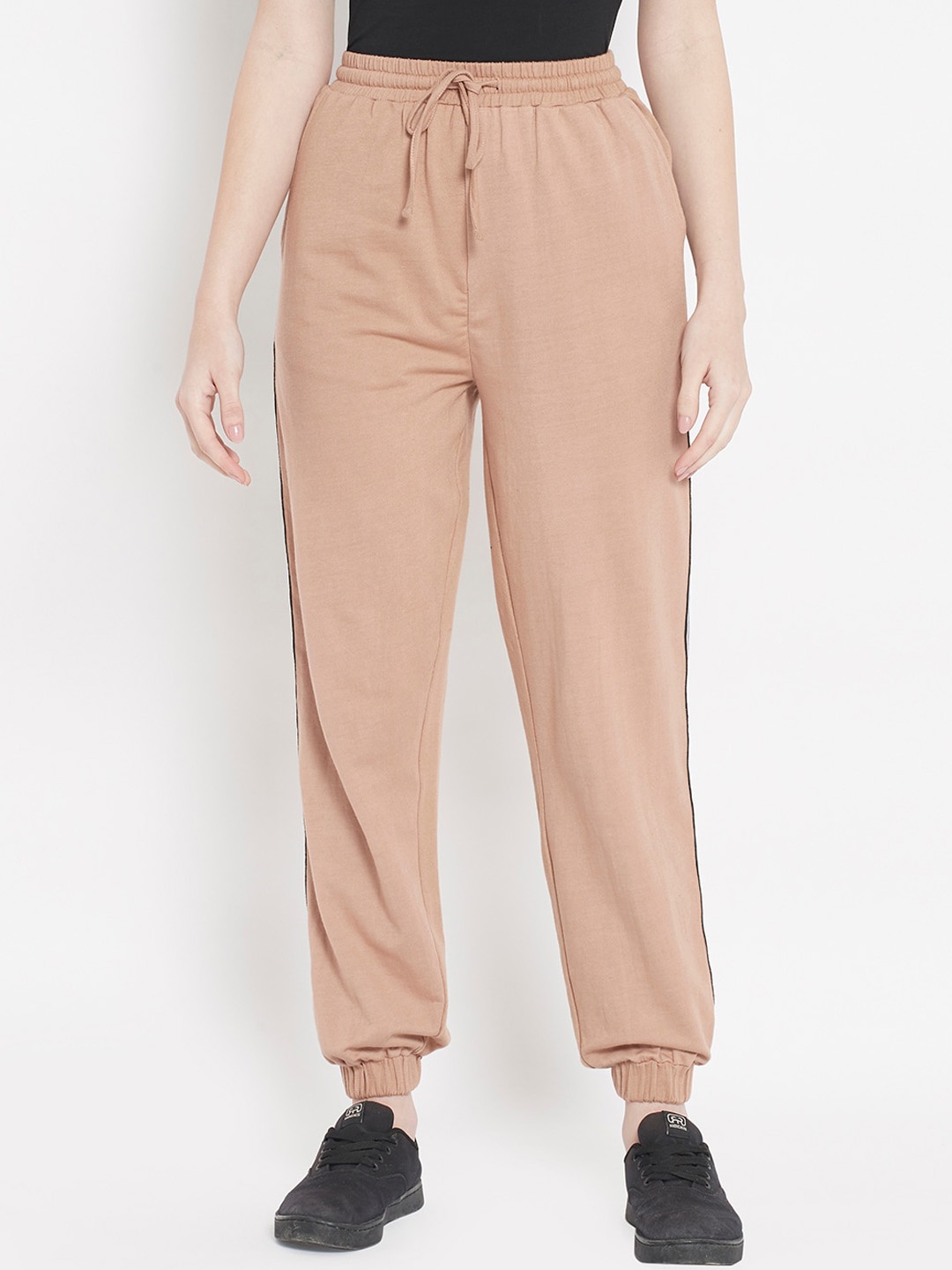 

HOUSE OF KKARMA Women Mid Rise Cotton Joggers, Camel brown