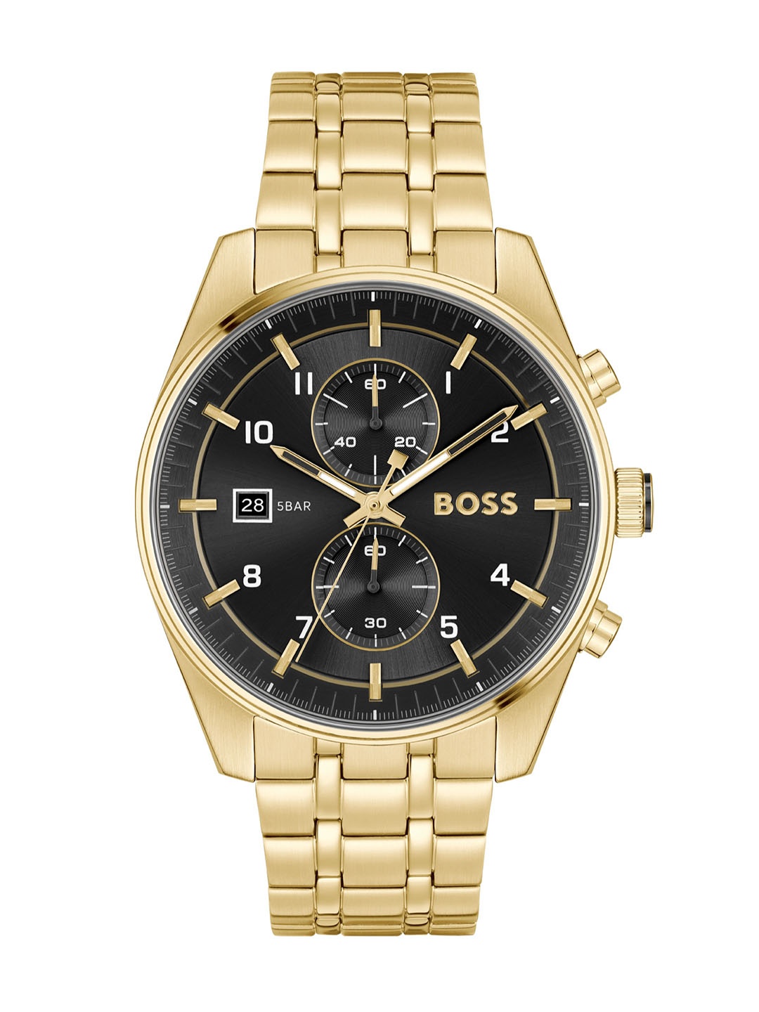 

BOSS Men Skytraveller Bracelet Style Analogue Chronograph Watch 1514152, Black