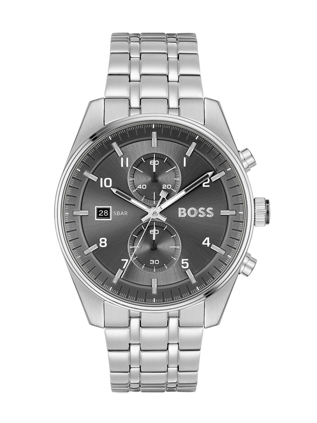 

BOSS Men Skytraveller Bracelet Style Analogue Chronograph Watch 1514151, Grey