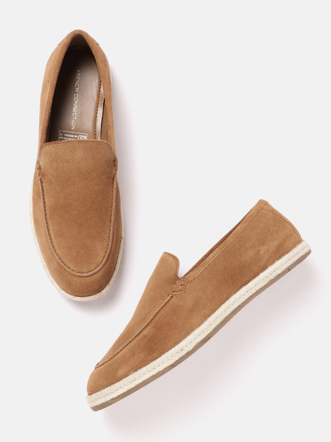 

French Connection Men Slip-On Leather Sneakers, Tan