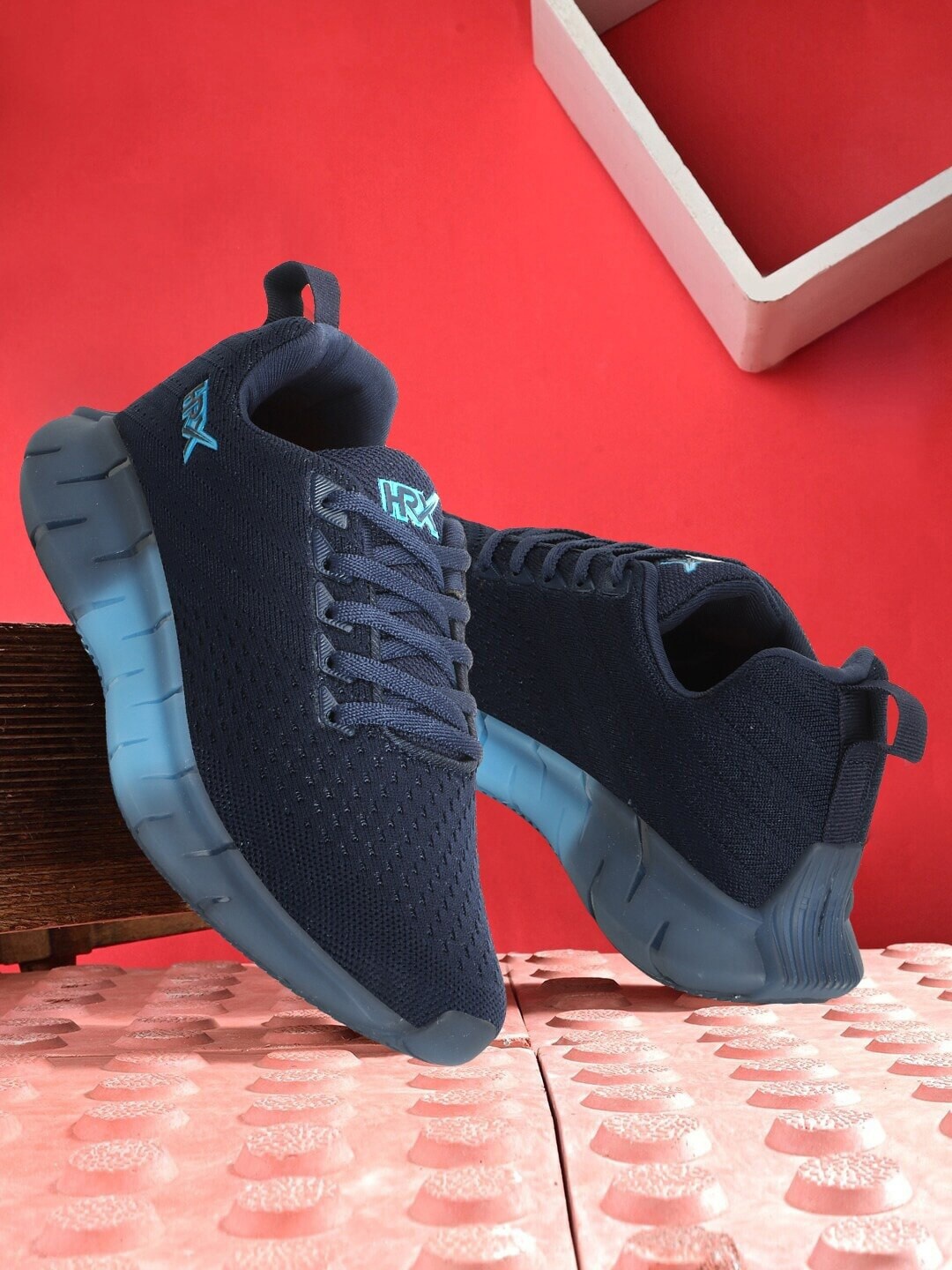 

HRX by Hrithik Roshan Men Navy Blue Textured Lace-Up Running Shoes