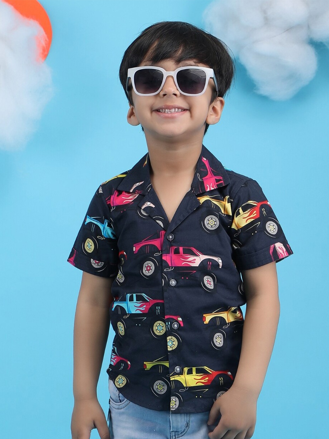 

Polka Tots Boys Modern Graphic Printed Opaque Casual Shirt, Black