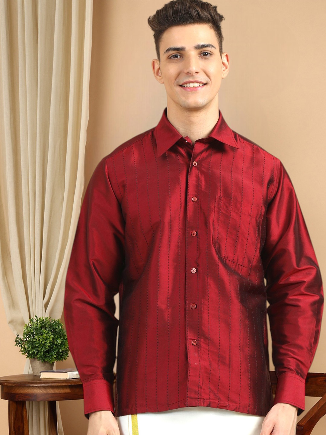 

TATTVA Classic Spread Collar Long Sleeves Casual Shirt, White