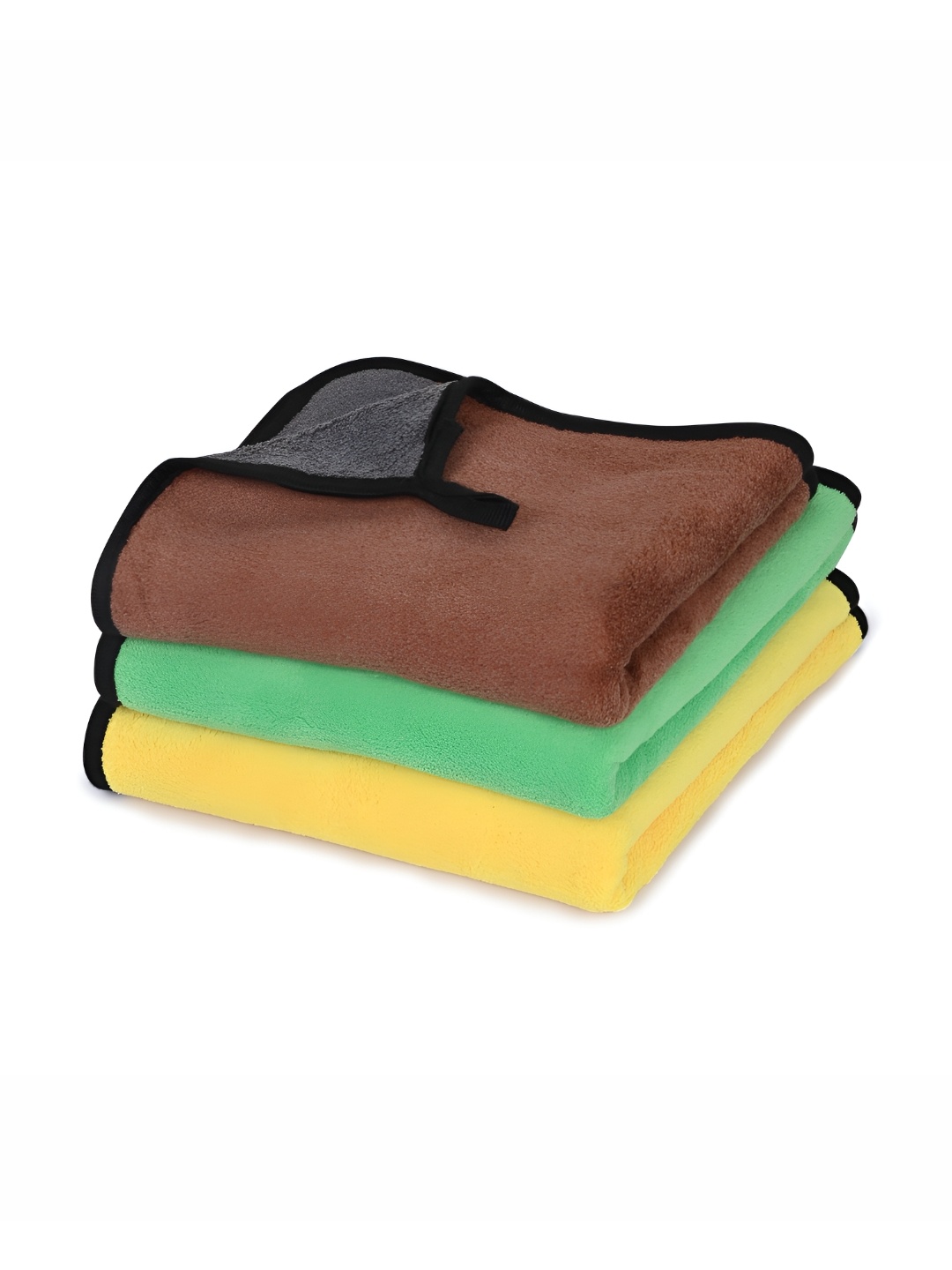 

LOOM LEGACY 3 Pieces Yellow & Green Microfiber 600 GSM Kitchen Towels, Brown