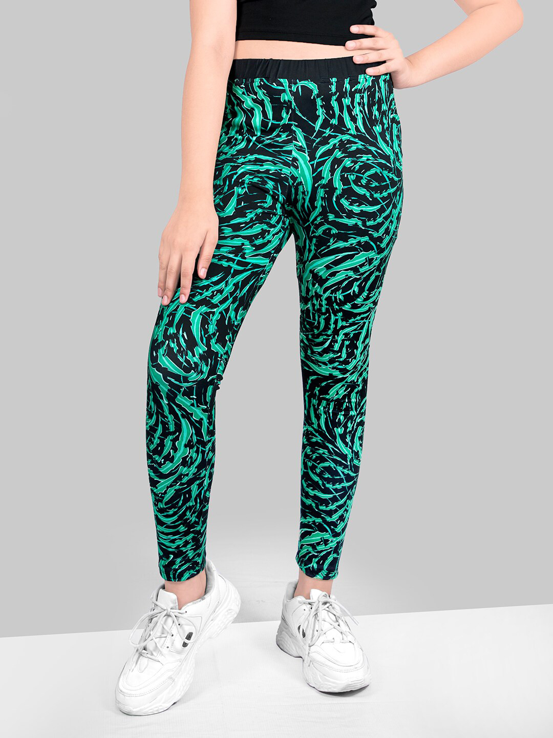 

BAESD Girls Skinny Fit Printed Jeggings, Green