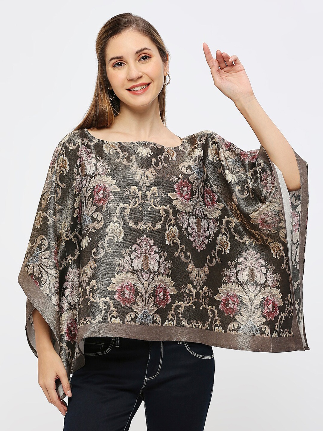 

Cloth Haus India Ethnic Print Kimono Sleeves Kaftan Top, Black