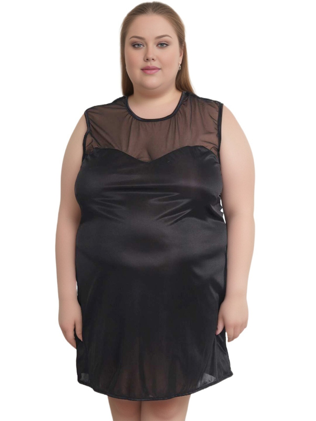 

Klamotten Plus Size Round Neck Baby Doll, Black