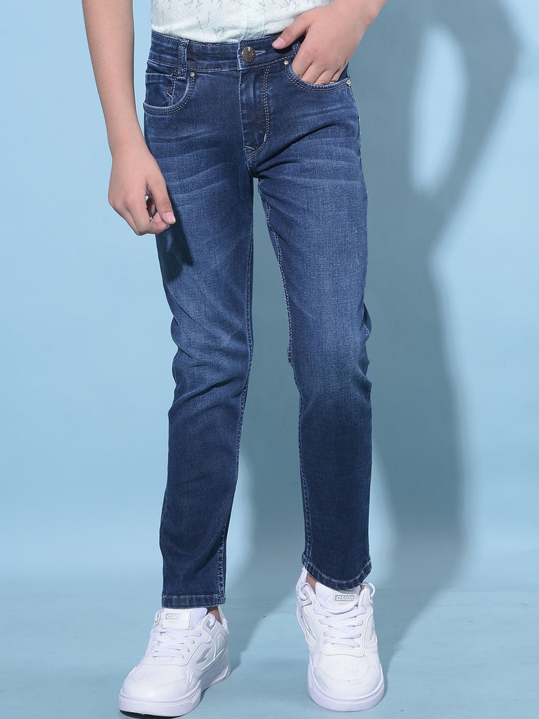 

Crimsoune Club Boys Slim Fit Clean Look Stretchable Jeans, Navy blue
