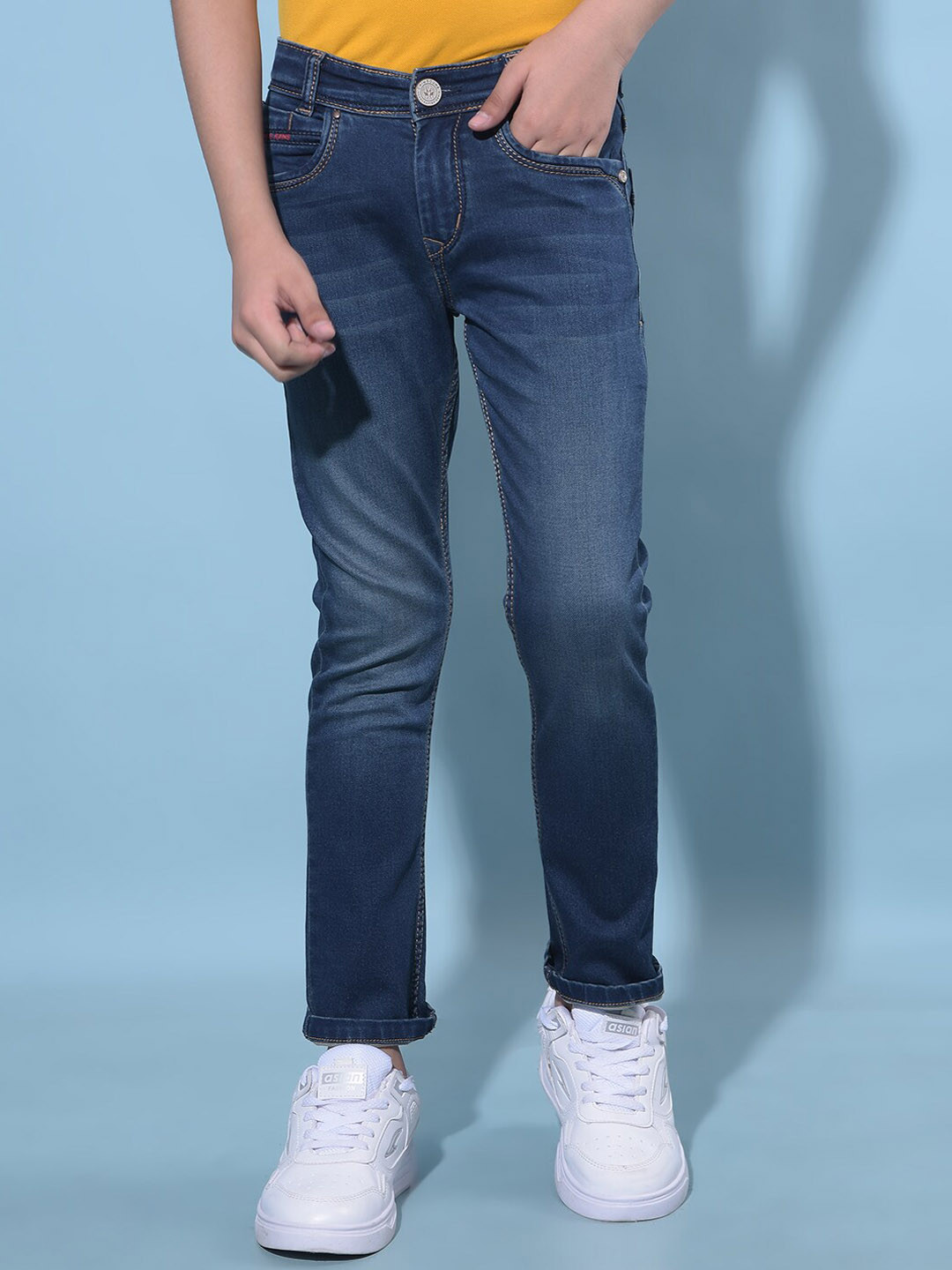 

Crimsoune Club Boys Slim Fit Light Fade Stretchable Jeans, Blue