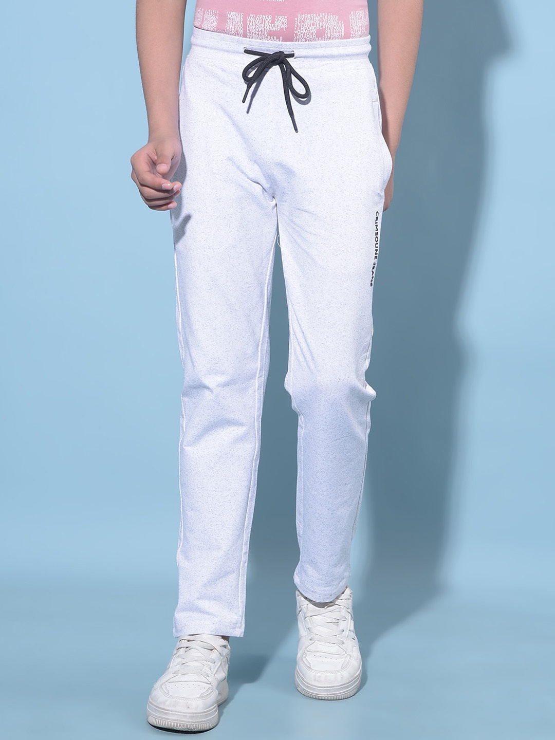 

Crimsoune Club Boys Slim Fit Mid Rise Track Pants, White