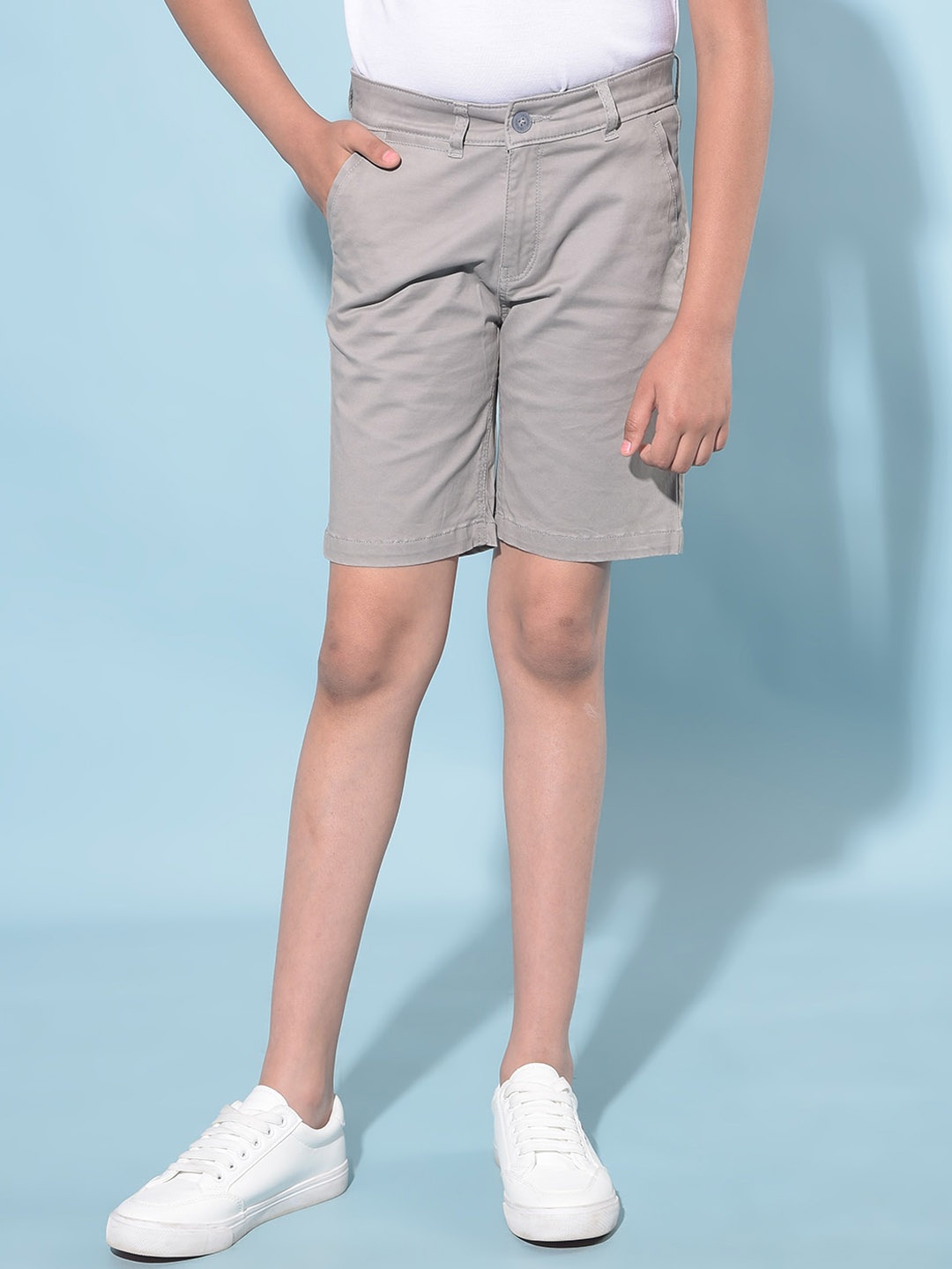 

Crimsoune Club Boys Slim Fit Pure Cotton Chino Shorts, Grey