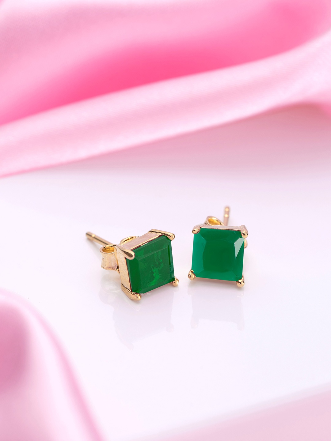 

Zavya 925 Pure Sterling Silver Gold-Plated Cubic Zirconia Studded Studs Earrings