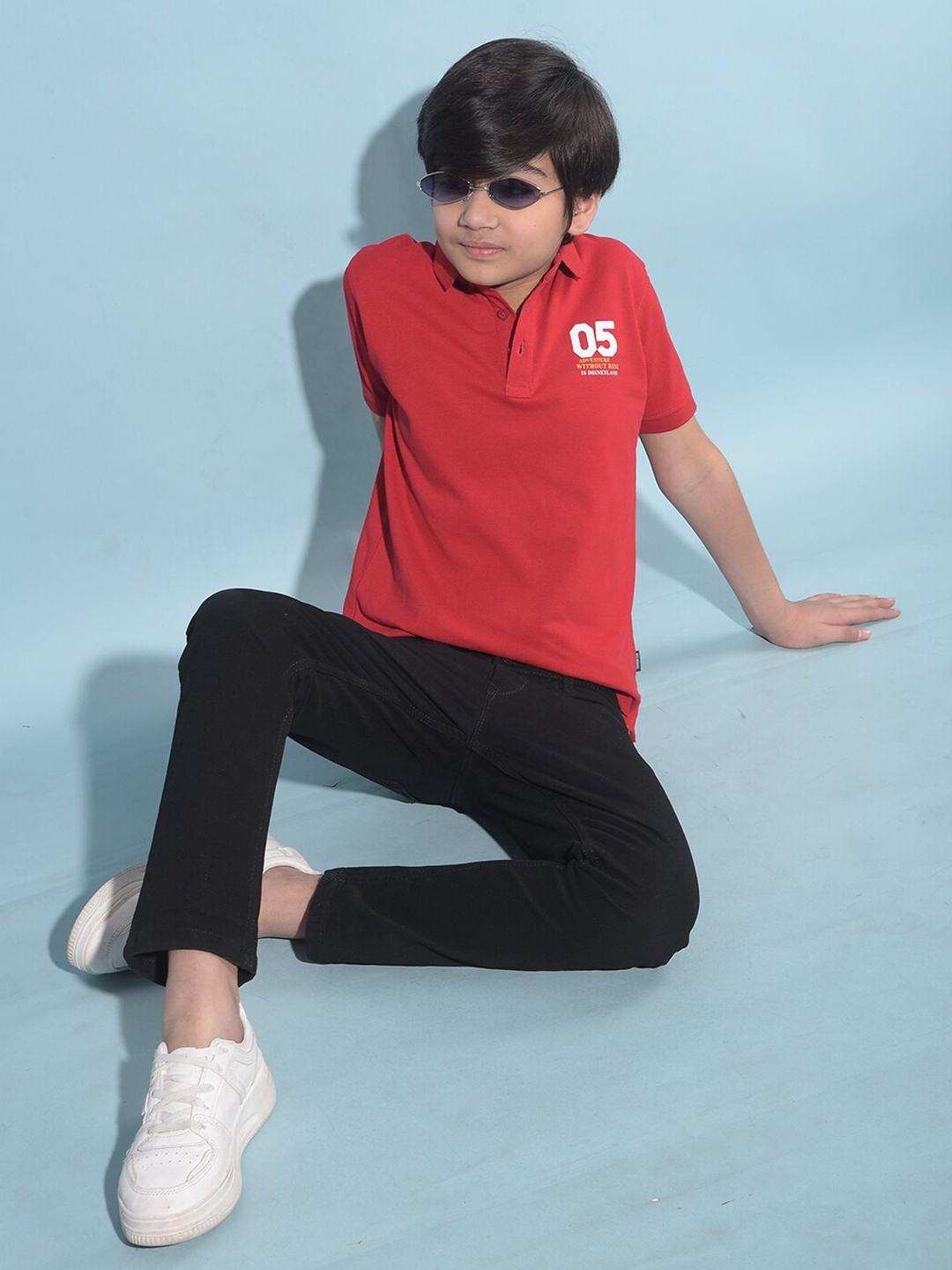 

Crimsoune Club Boys Polo Collar Cotton Slim Fit T-shirt, Red