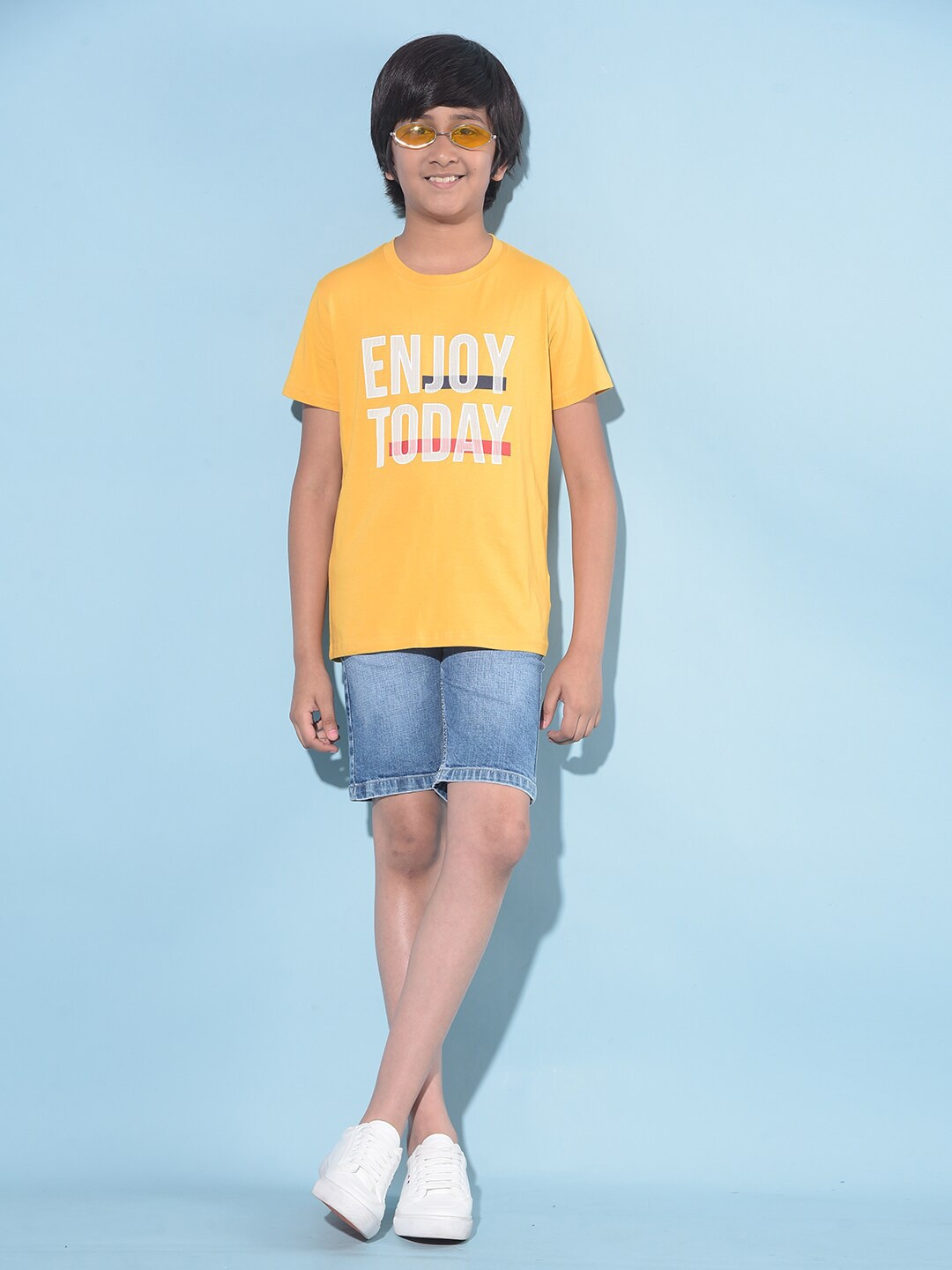 

Crimsoune Club Boys Typography Printed Slim Fit T-shirt, Mustard