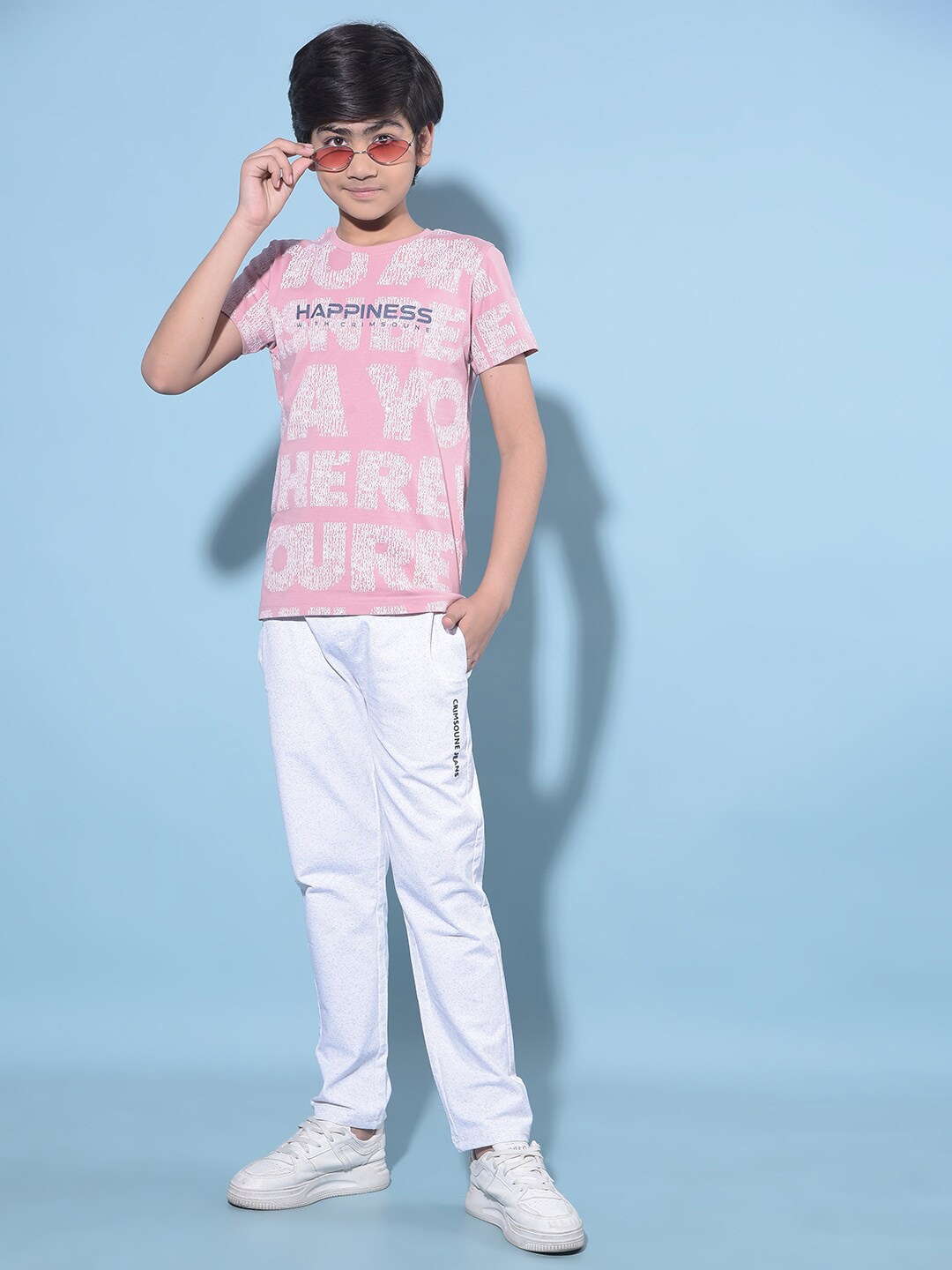 

Crimsoune Club Typography Printed Cotton Slim Fit T-shirt, Pink