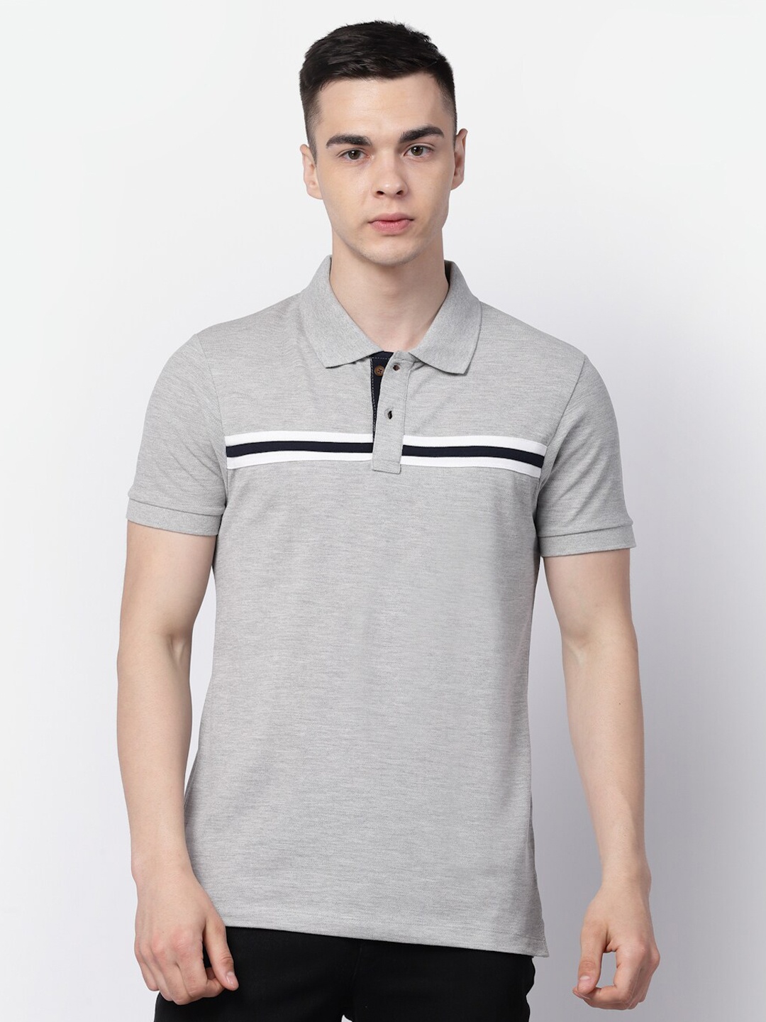 

Kalt Polo Collar Short Sleeves Cotton T-shirt, Grey