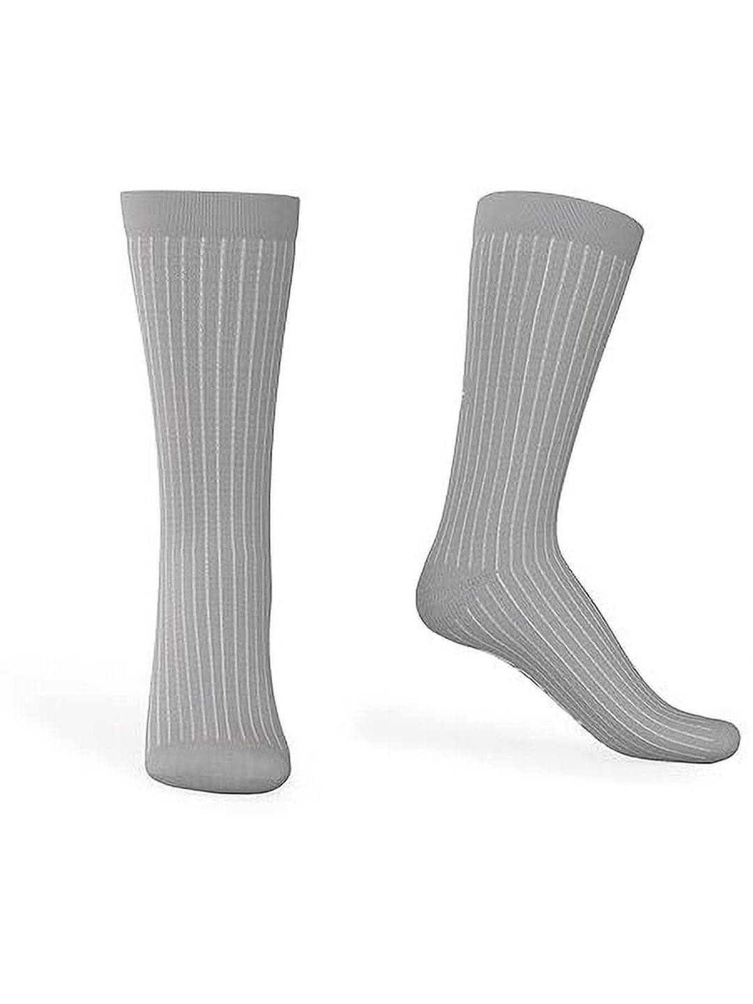

TalkingSox Pack Of 6 Striped Moisture Wicking Bamboo Calf-Length Socks, Grey