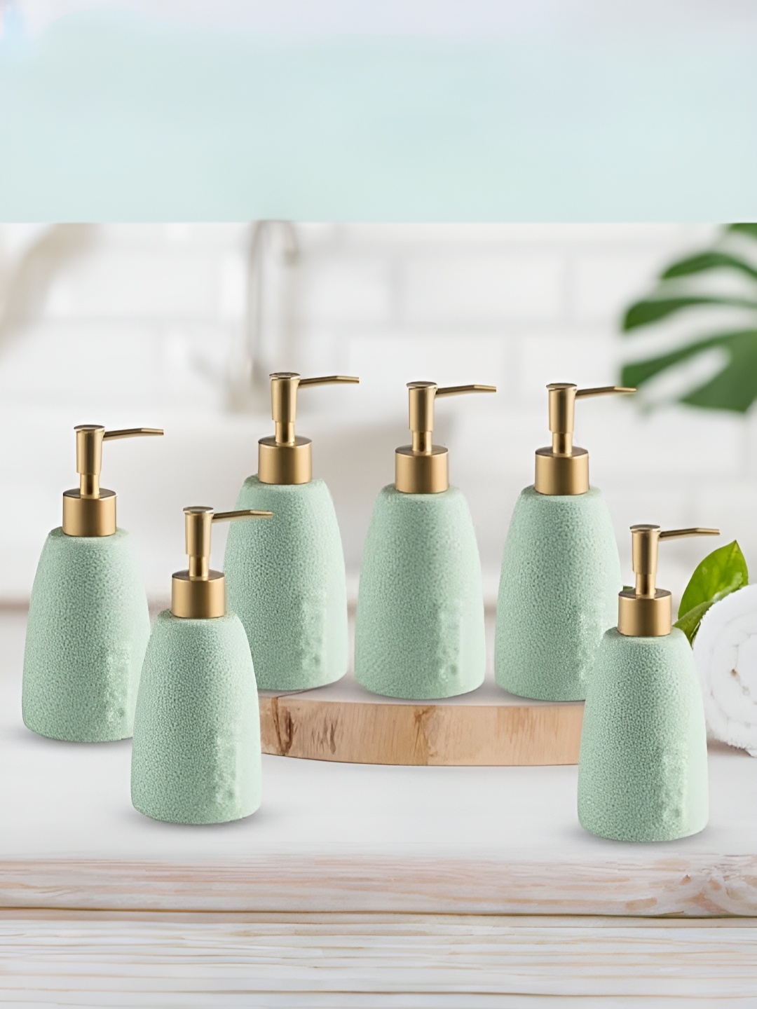 

The Better Home Green 6 Pieces Ceramic Soap Dispensers 320 ml Each
