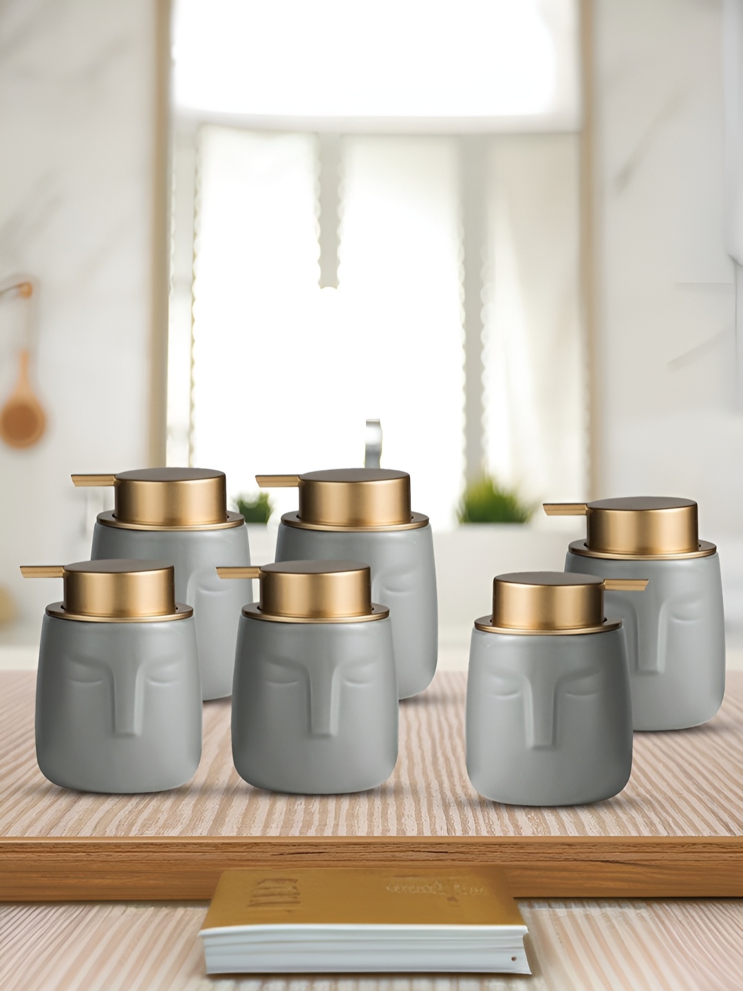 

The Better Home Grey 6 Pieces Ceramic Soap Dispensers 350 ml Each