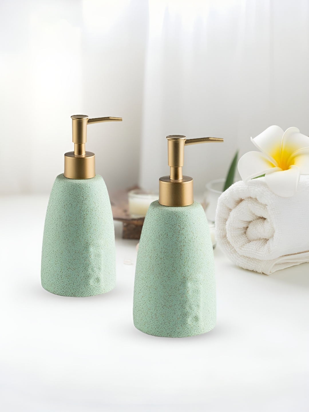 

The Better Home Green 2 Pieces Ceramic Soap Dispensers 320 ml Each