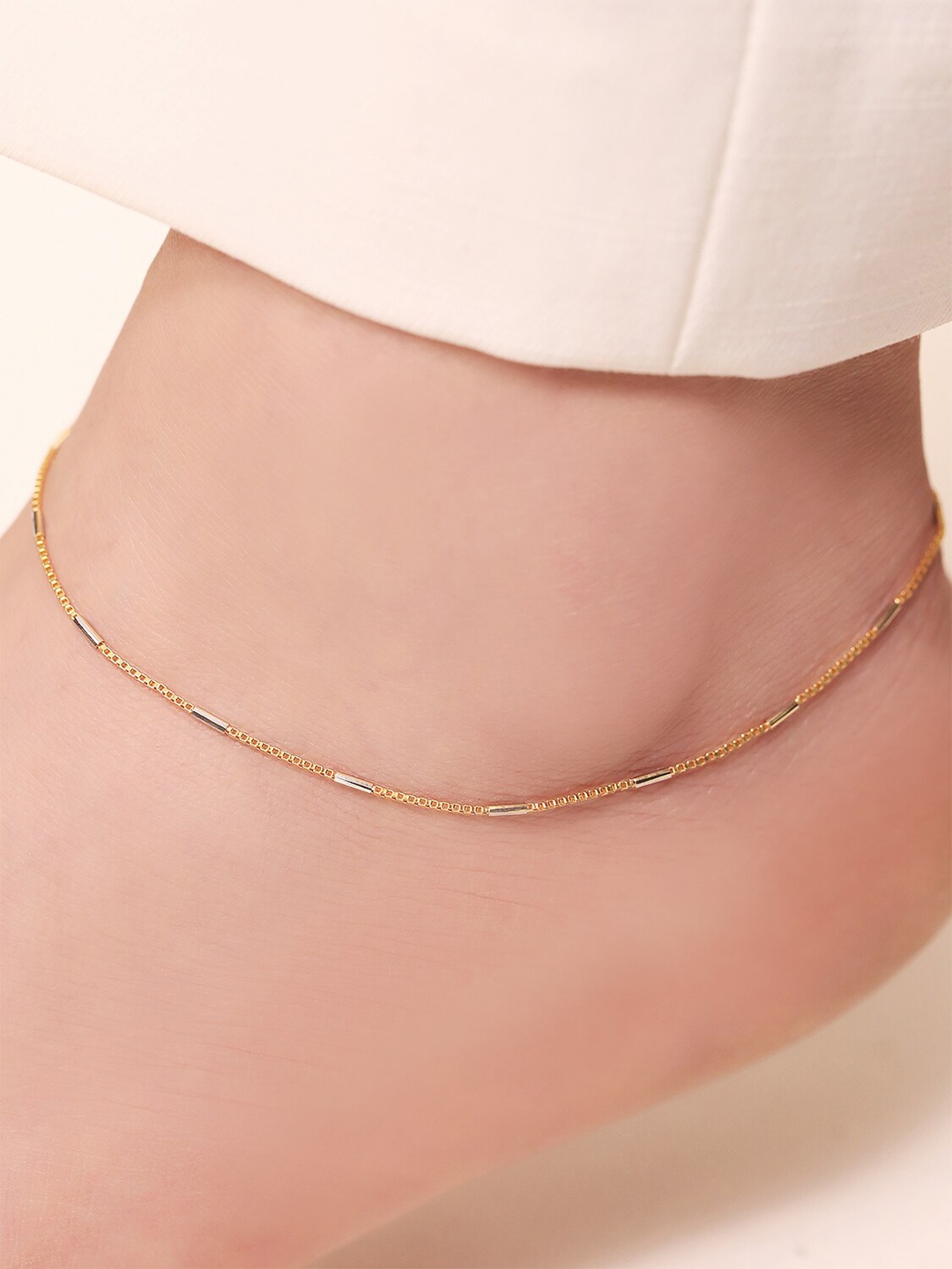 

Zavya Rhodium-Plated 925 Pure Silver Anklet, Gold