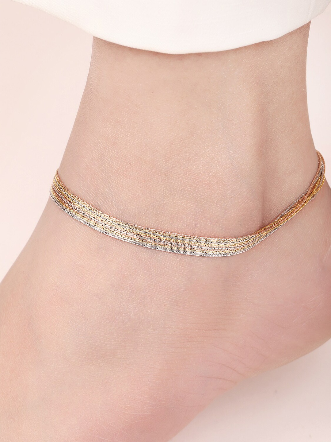 

Zavya Rhodium-Plated 925 Pure Silver Anklet, Gold