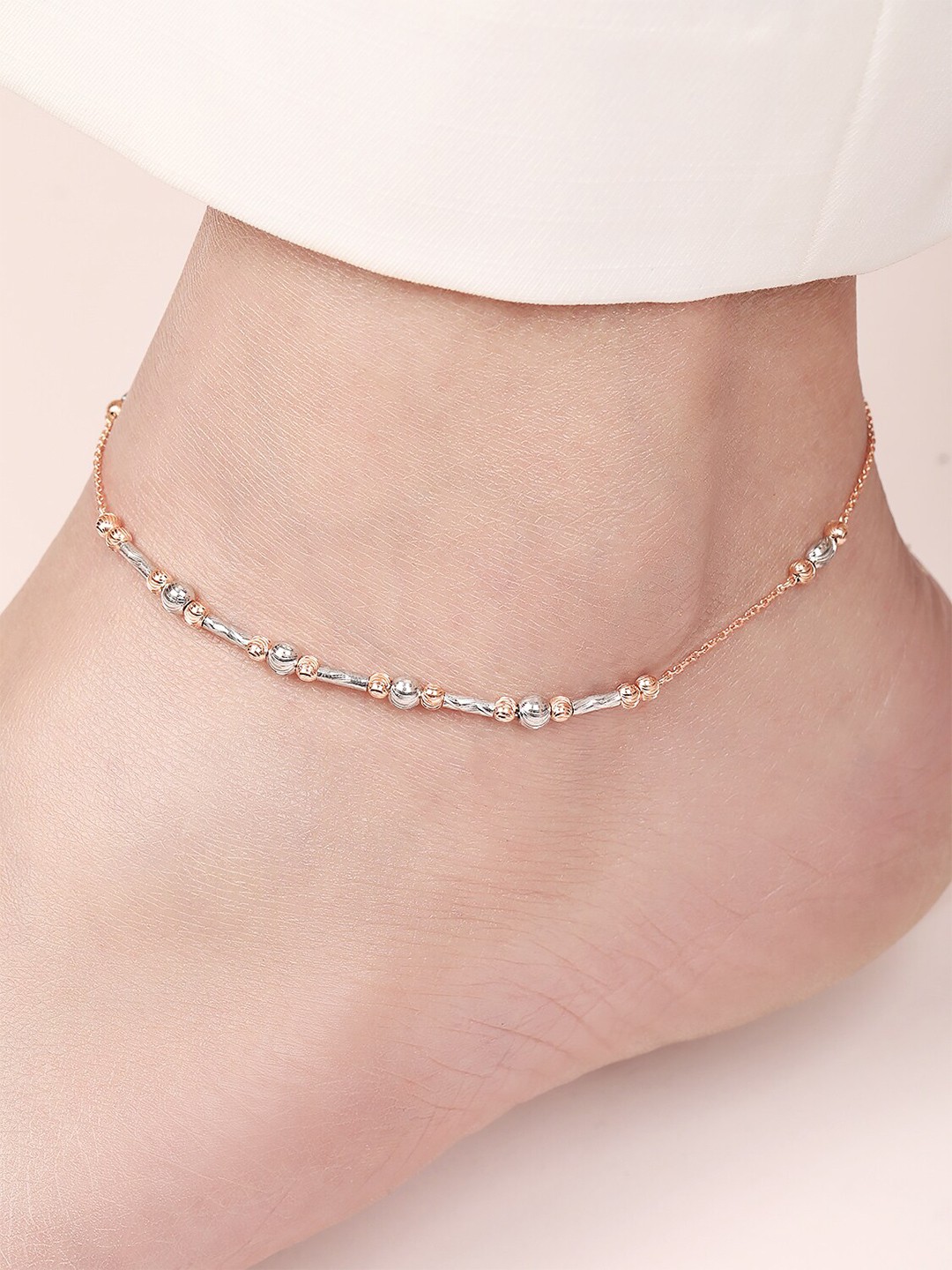 

Zavya Rhodium-Plated 925 Pure Silver Anklet, Gold