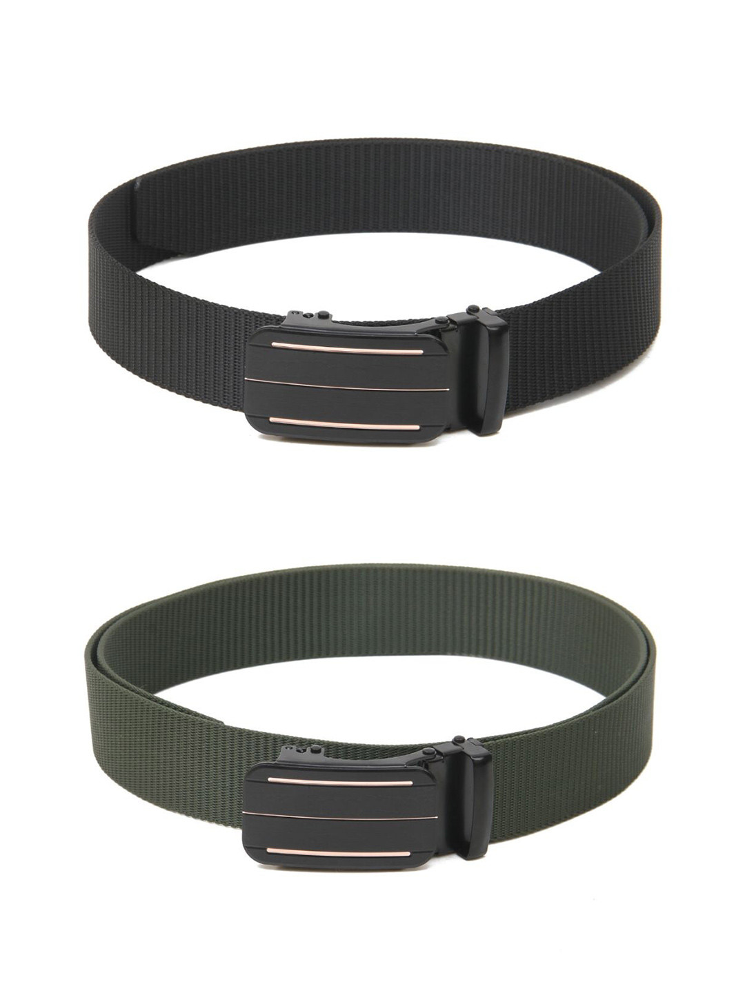 

Calvadoss Men Set of 2 Textured Belts, Black