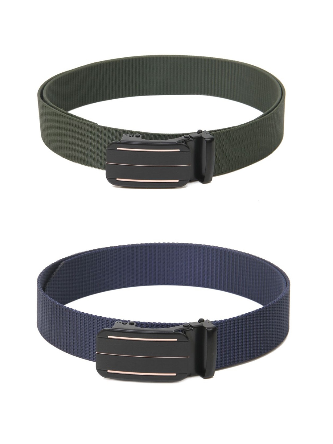 

Calvadoss Men Set Of 2 Textured Belts, Green