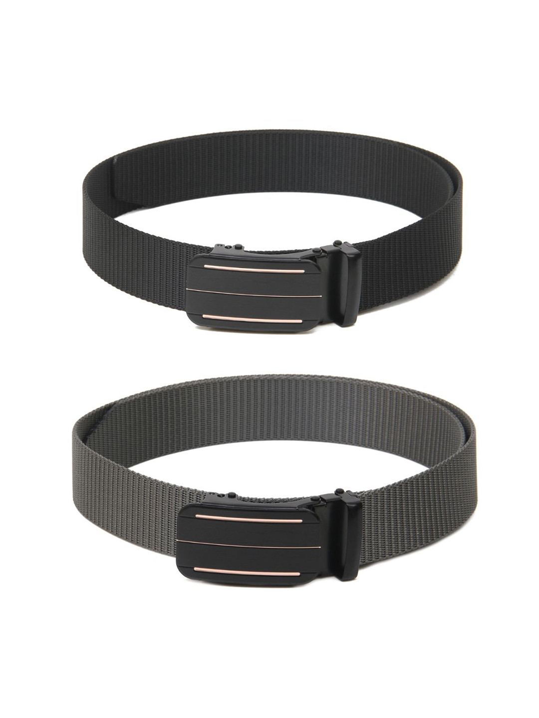 

Calvadoss Men Set Of 2 Textured Canvas Belts, Black