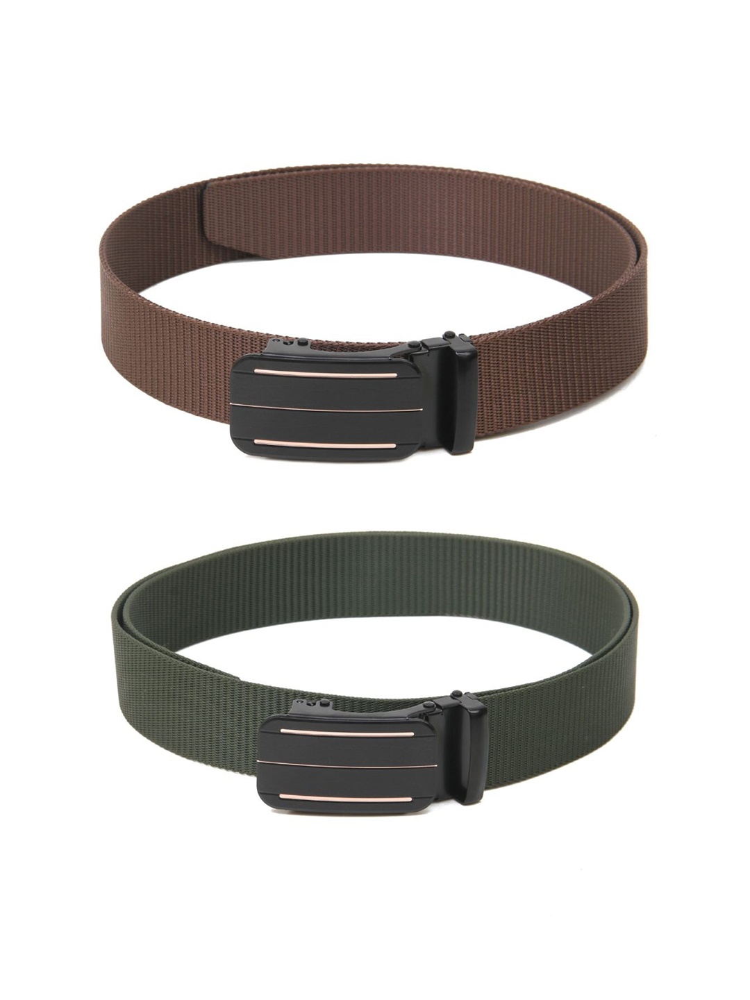 

Calvadoss Set Of 2 Men Textured Belts, Brown