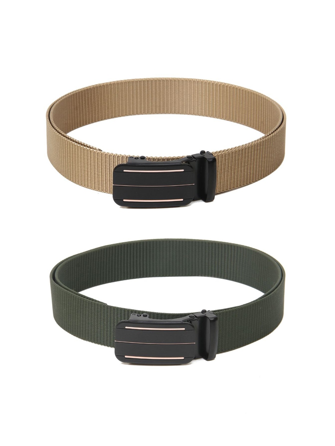 

Calvadoss Set Of 2 Men Textured Belts, Beige