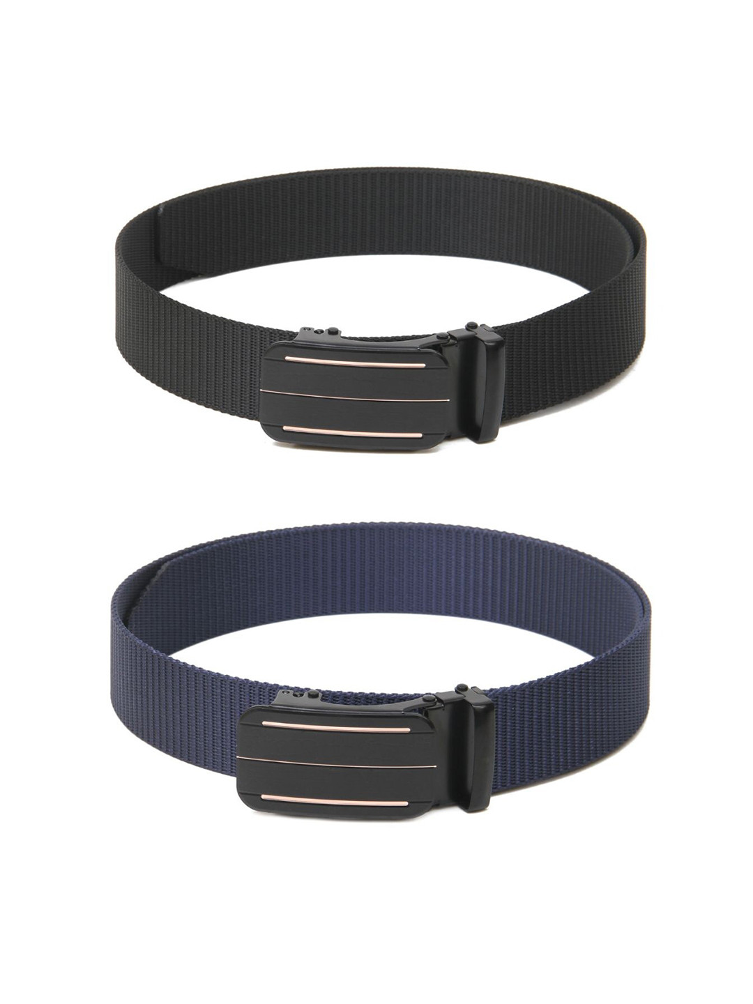 

Calvadoss Men Set Of 2 Textured Belt, Black