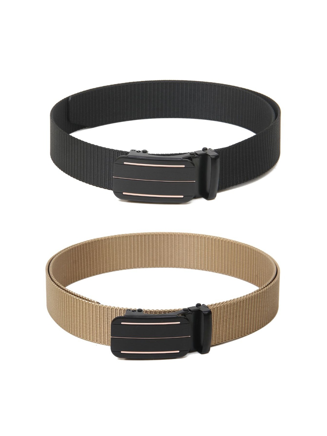 

Calvadoss Men Set Of 2 Textured Belts, Beige