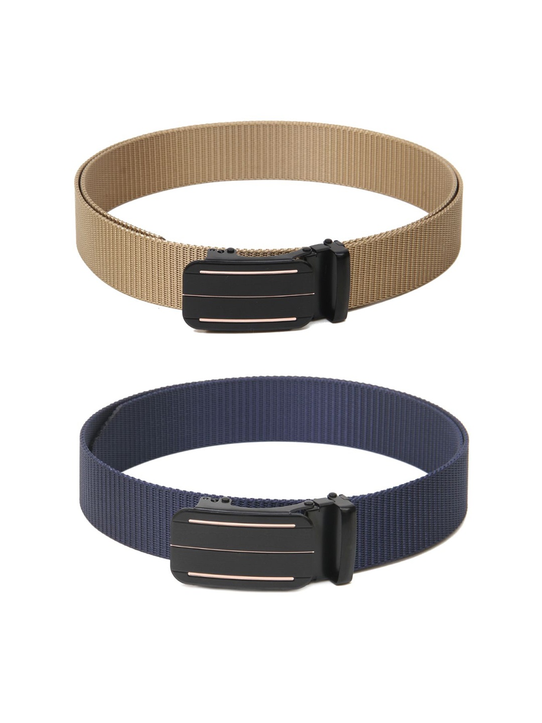 

Calvadoss Men Set Of 2 Textured Canvas Belts, Beige