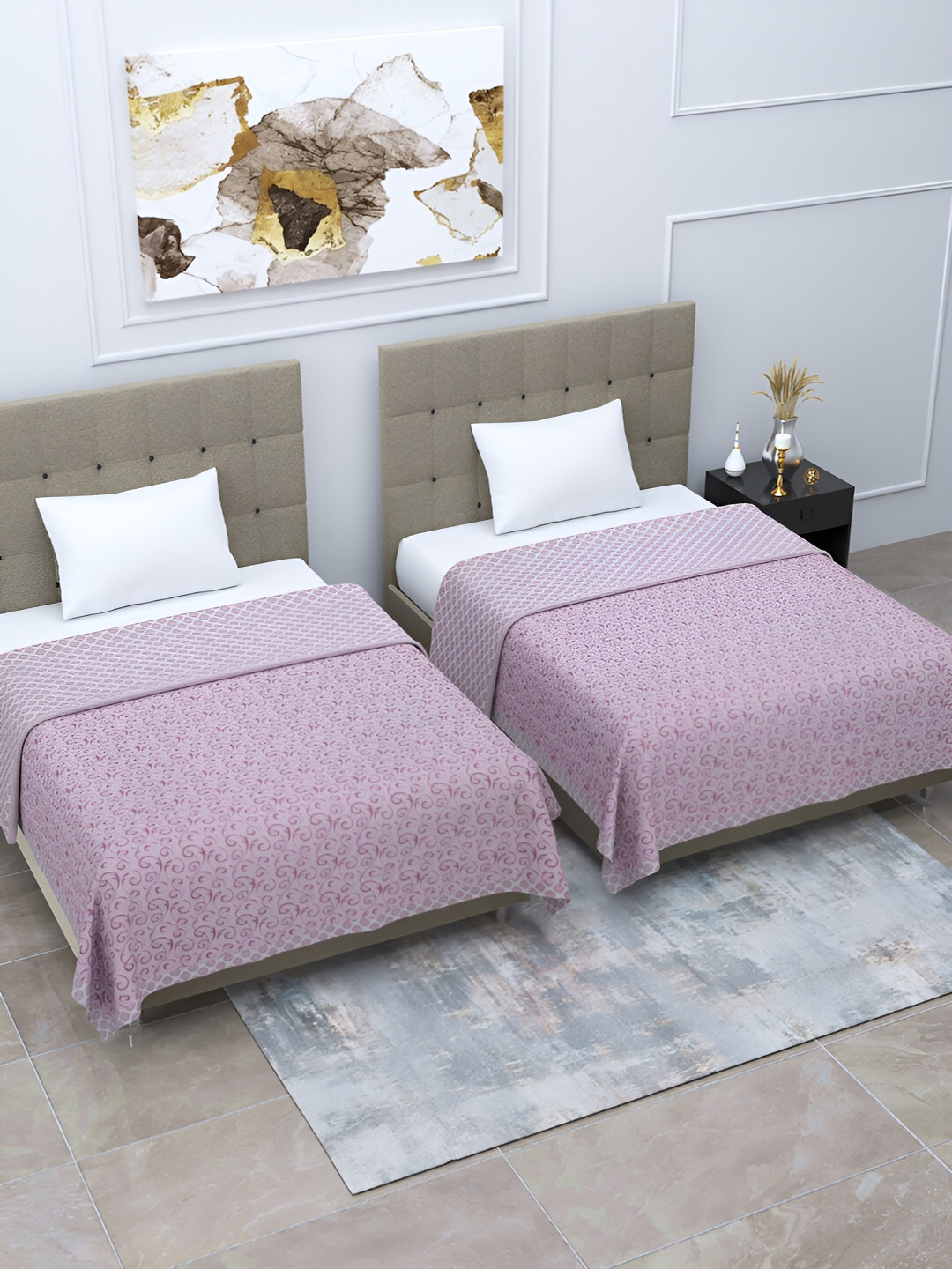 

Home Fresh Rosemary Purple 2 Pieces Floral AC Room 210 GSM Cotton Single Bed Dohar