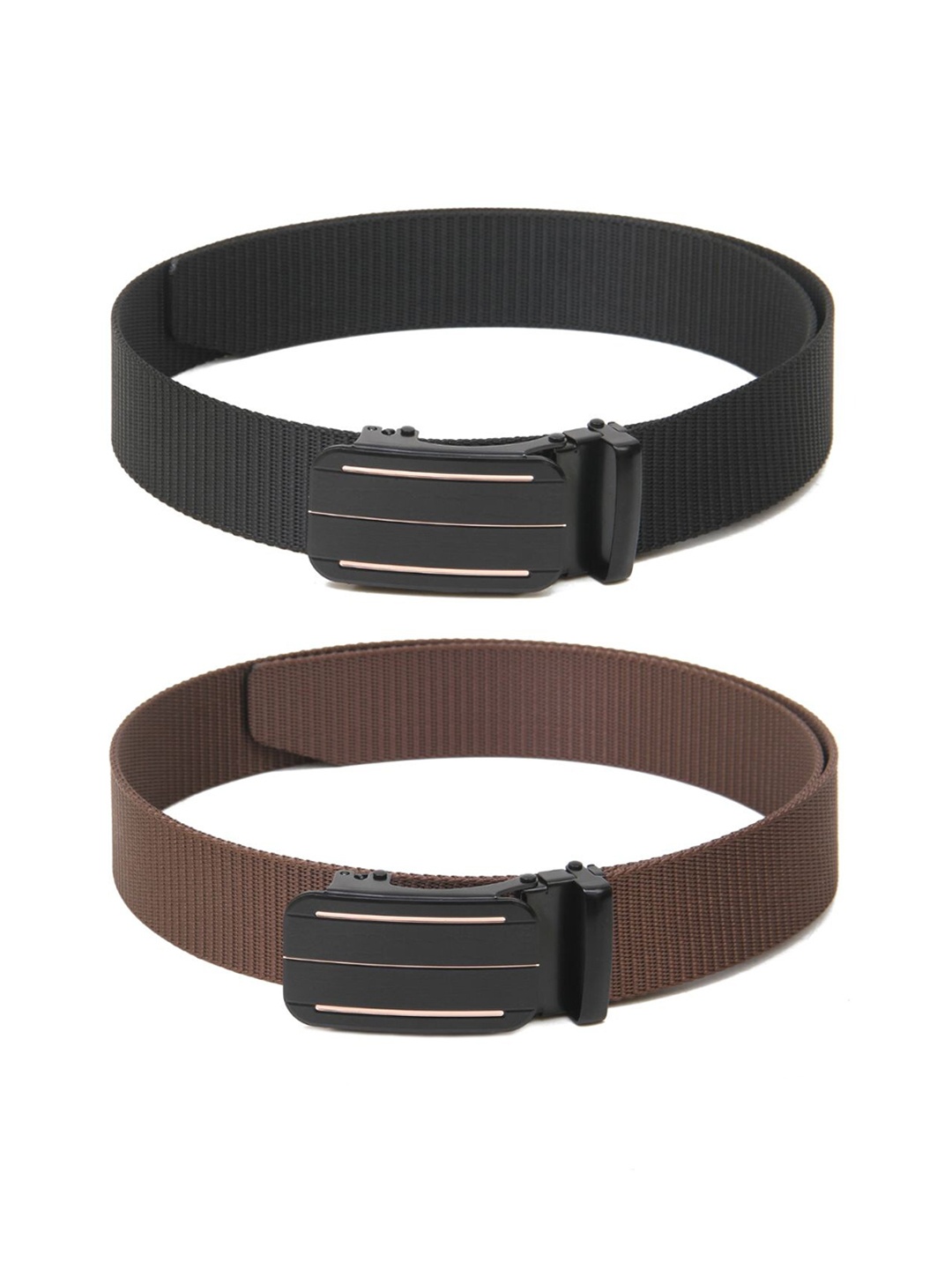 

Calvadoss Boys Set Of 2 Textured Canvas Belts, Black