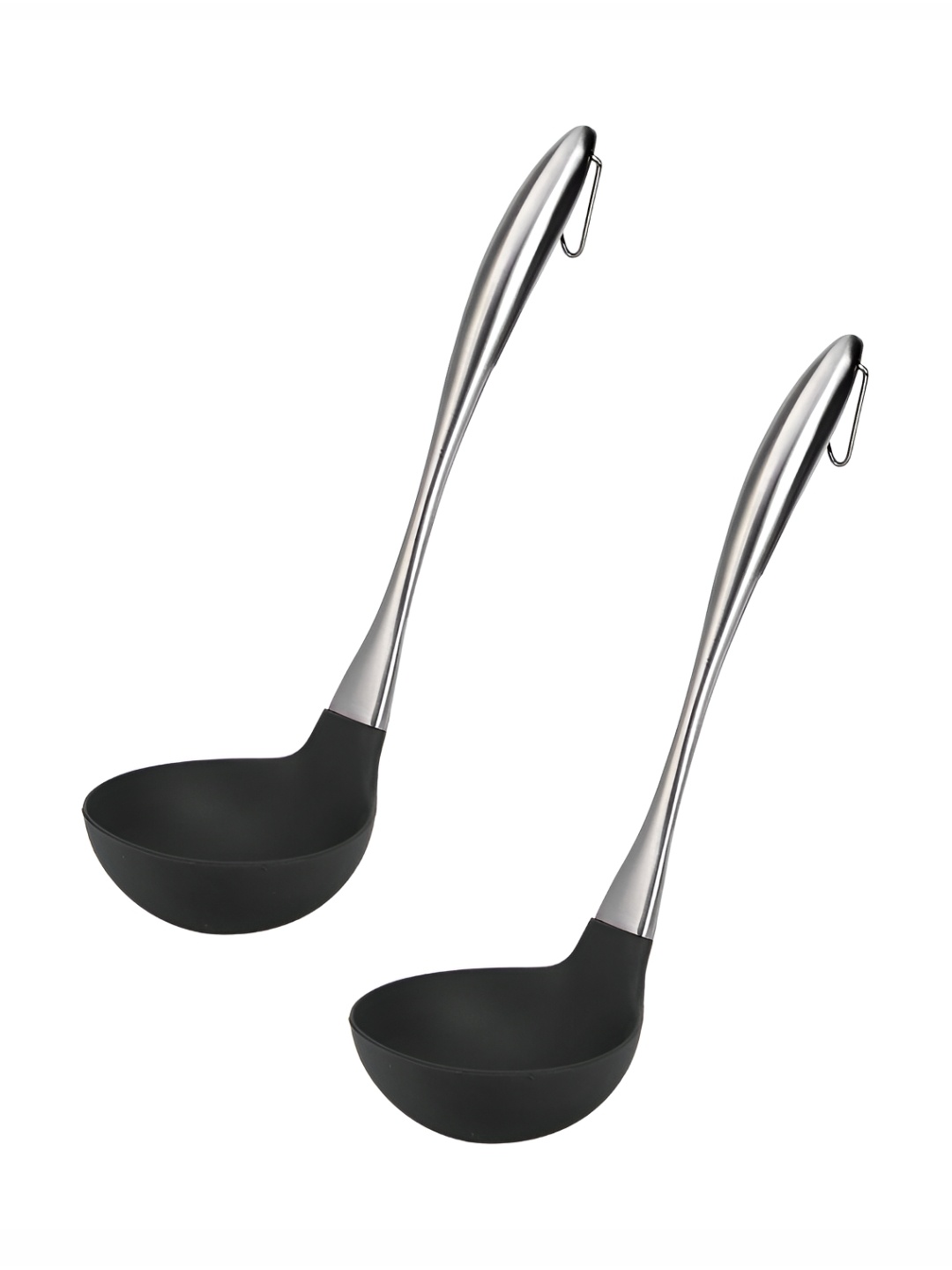 

P-Plus International Black & Silver Toned Stainless Steel Dishwasher Safe Soup Ladle