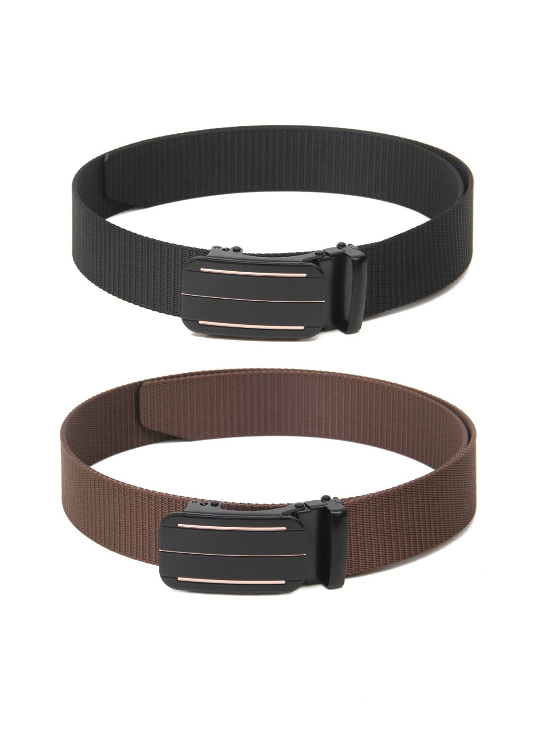 

Calvadoss Girls Set Of 2 Textured Canvas Belts, Black