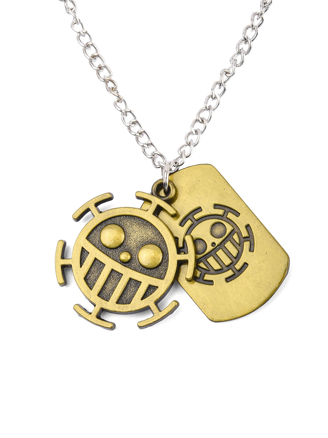 

COMICSENSE Unisex One Piece Anime Hearts Pirate Logo Anime Necklace Pendant, Gold