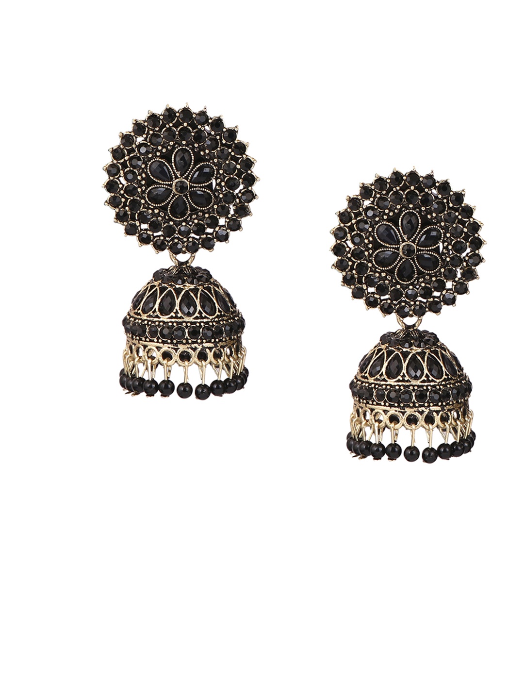 

Keviv Gold-Plated Kundan Studded Dome Shaped Jhumkas