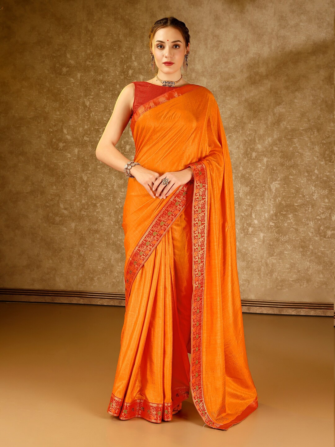 

Indian Women Zari Pure Chiffon Saree, Yellow