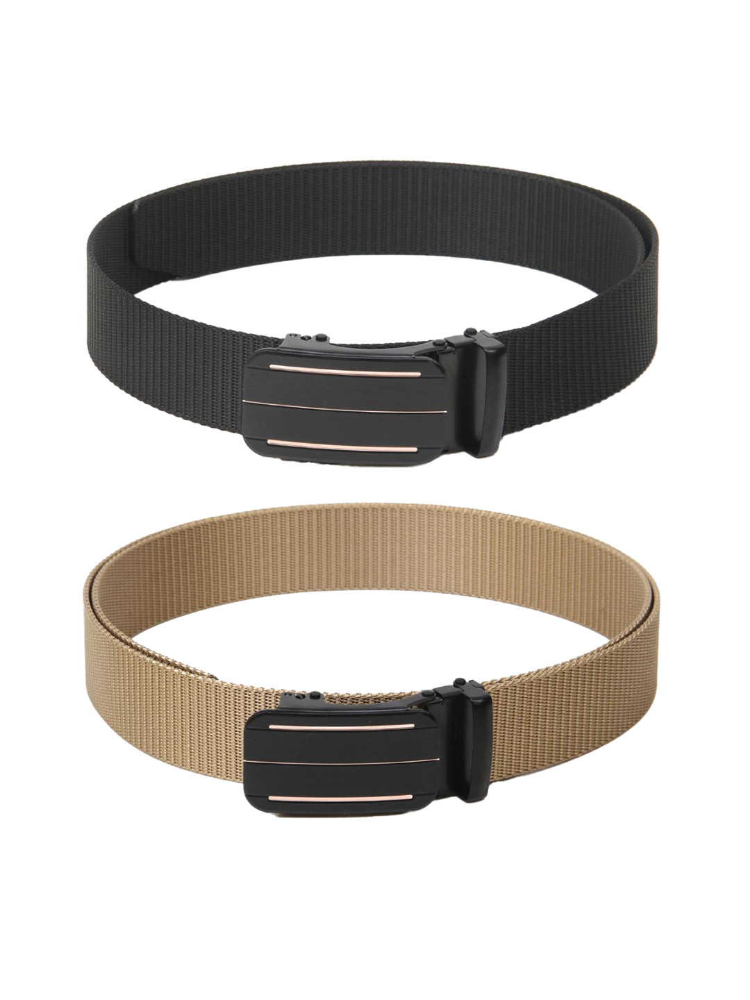 

Calvadoss Women Set Of 2 Textured Canvas Belts, Beige