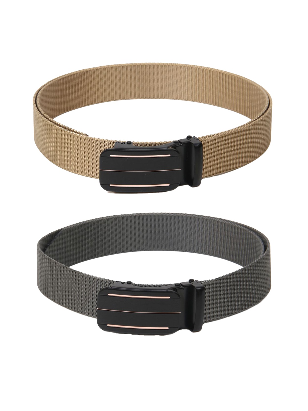 

Calvadoss Women Set Of 2 Textured Belts, Beige