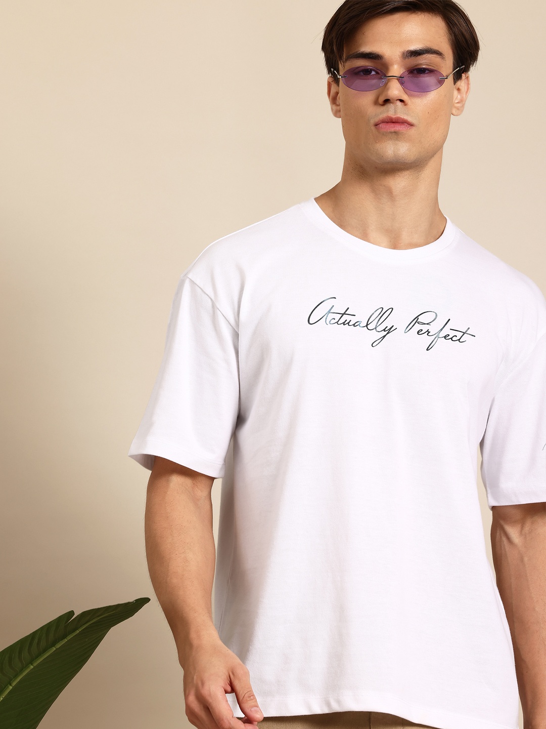 

Mast & Harbour Men Typography Printed Oversized Drop-Shoulder Sleeves T-shirt, White