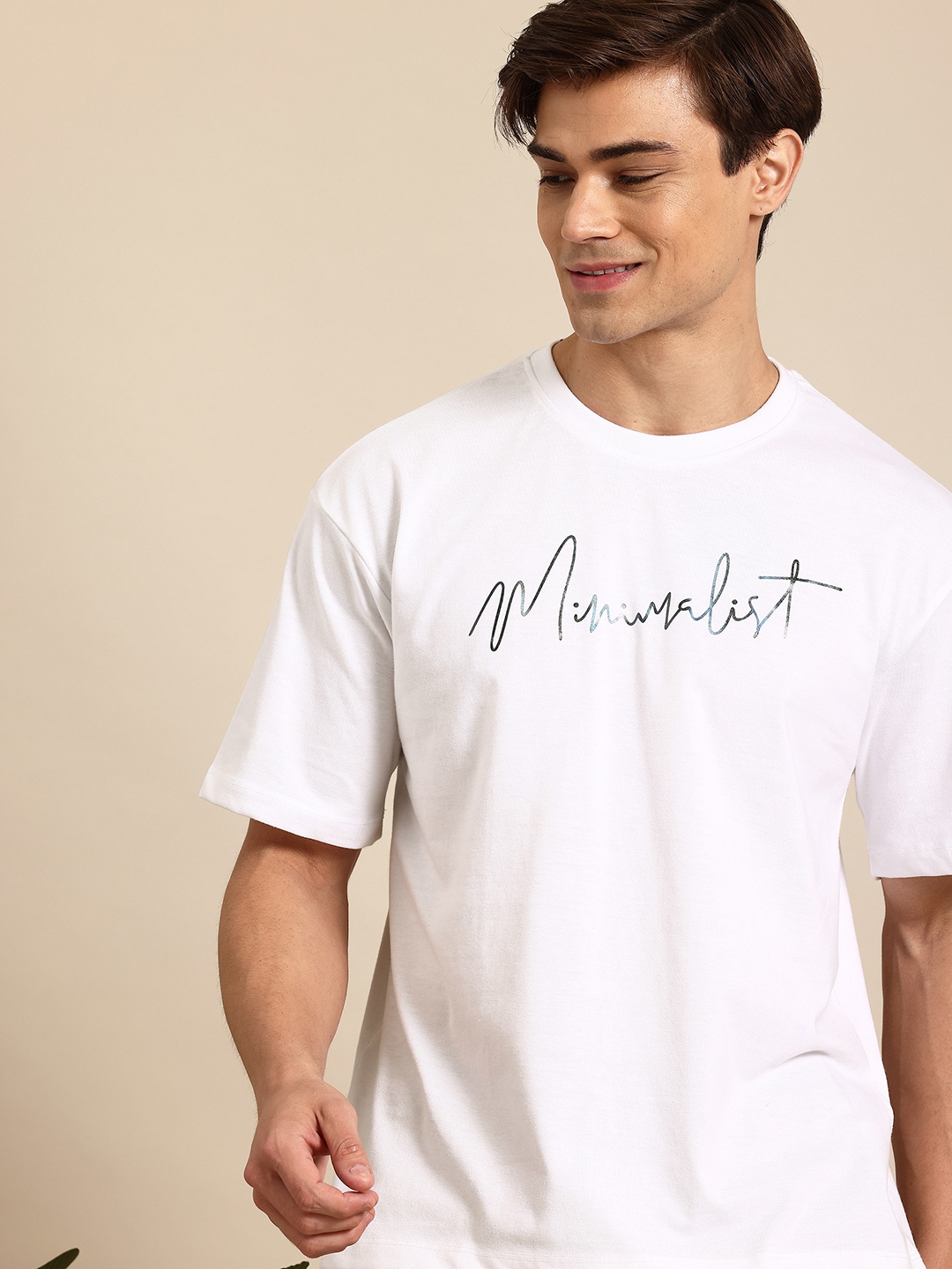 

Mast & Harbour Men Typography Printed Oversized Drop-Shoulder Sleeves T-shirt, White