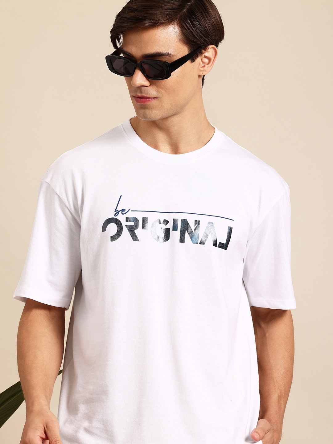 

Mast & Harbour Men Typography Printed Oversized Drop-Shoulder Sleeves T-shirt, White